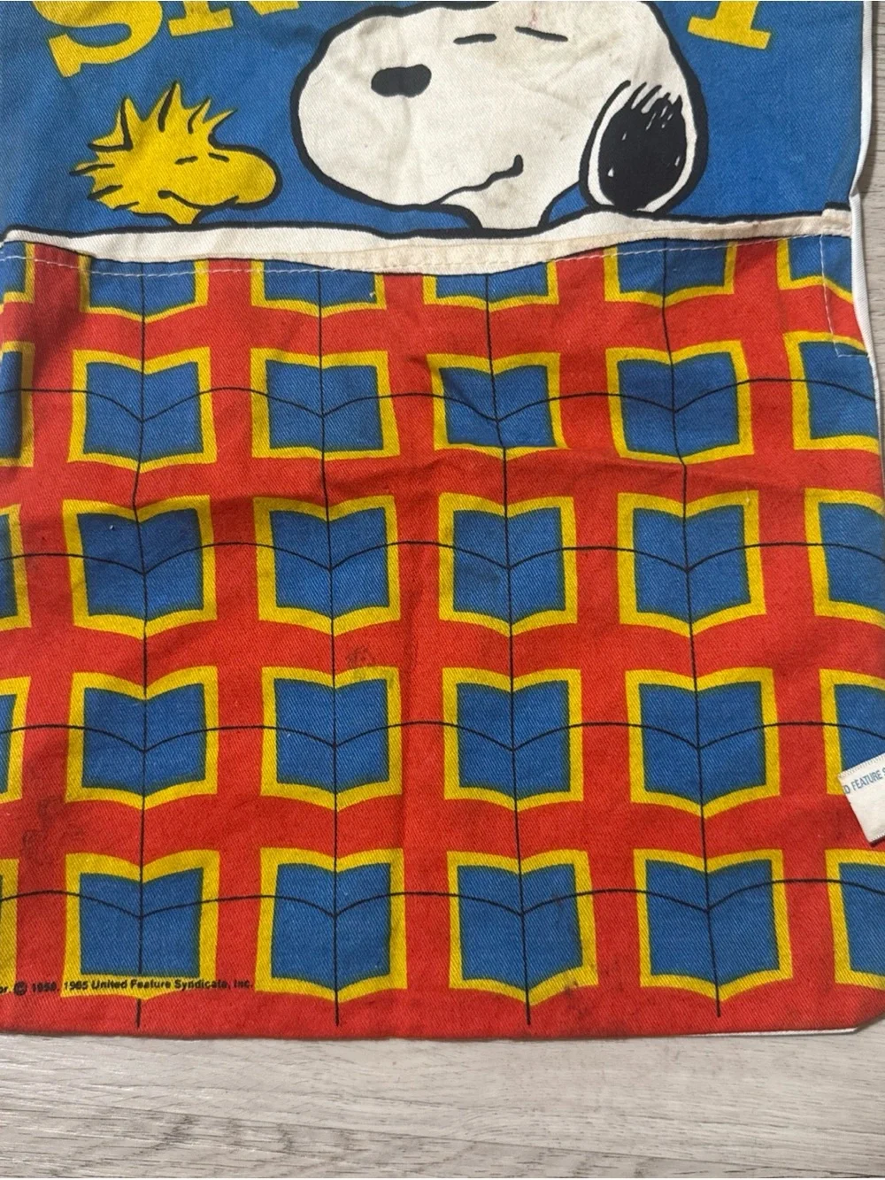Vintage Snoopy & Woodstock Cotton Wall Hanging Organizer